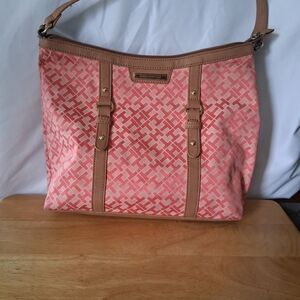 Pink and Tan Women's Handbag